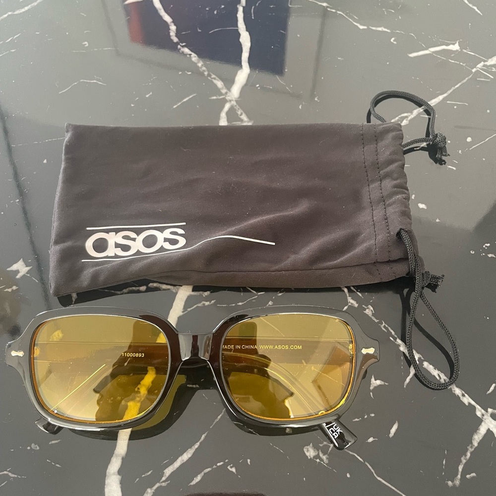 ASOS yellow sunglasses with black frame